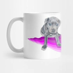 Gorgeous blue staffy pup painting on a rainbow wave Mug